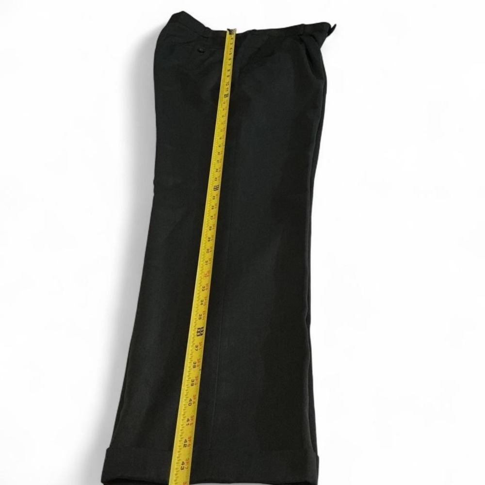 Classic‎ Fit Pleated Dress Pants Mens 36x34 Black Excellent Herringbone Cuffed - Picture 2 of 7